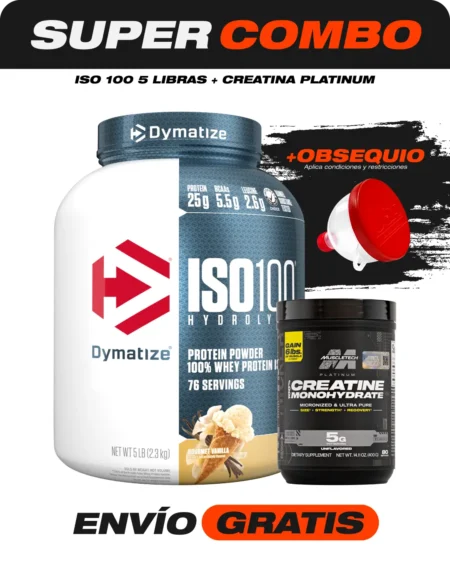 Combo Iso 100 5 libras + Creatina Platinum 90 serv + Obsequio
