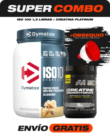 Combo Iso 100 1,3 libras + Creatina Platinum 90 serv + Obsequio