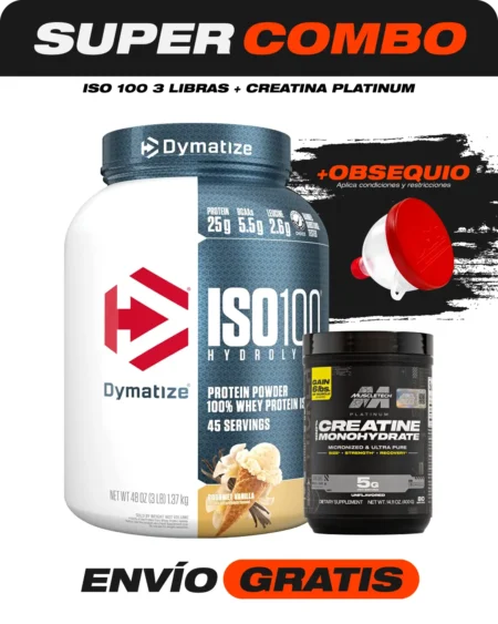 Combo Iso 100 3 libras + Creatina Platinum 90 serv + Obsequio