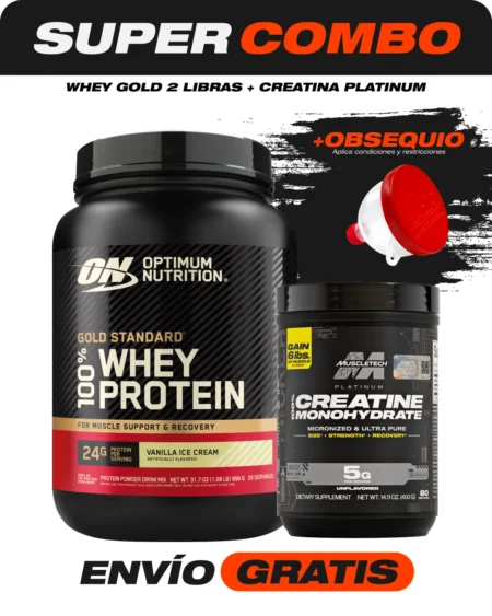Comb Whey Gold 2 libras + Creatina Platinum + Obsequio